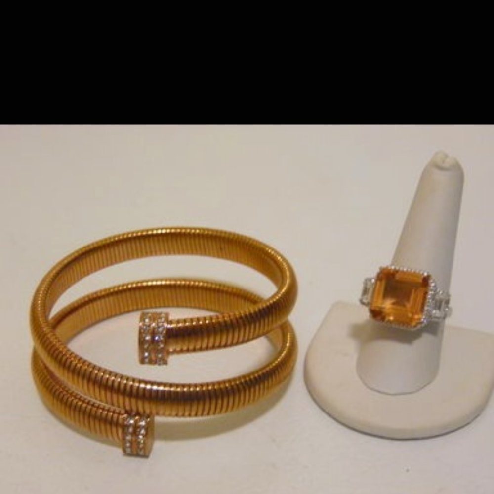 Colleen Lopez Absolute Square Baguette Ring & Coil Bangle Set